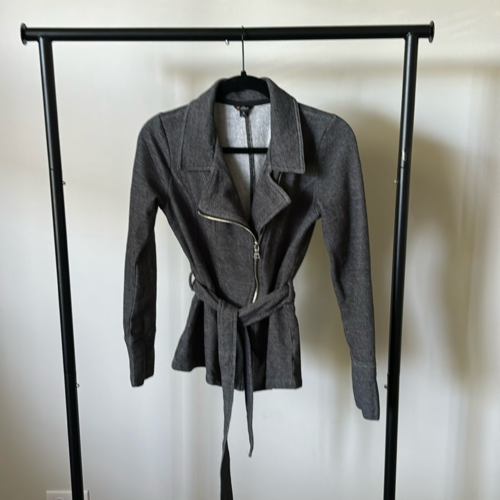 Guess Moto Jacket Asymmetrical Zipped Front with Belt Size M